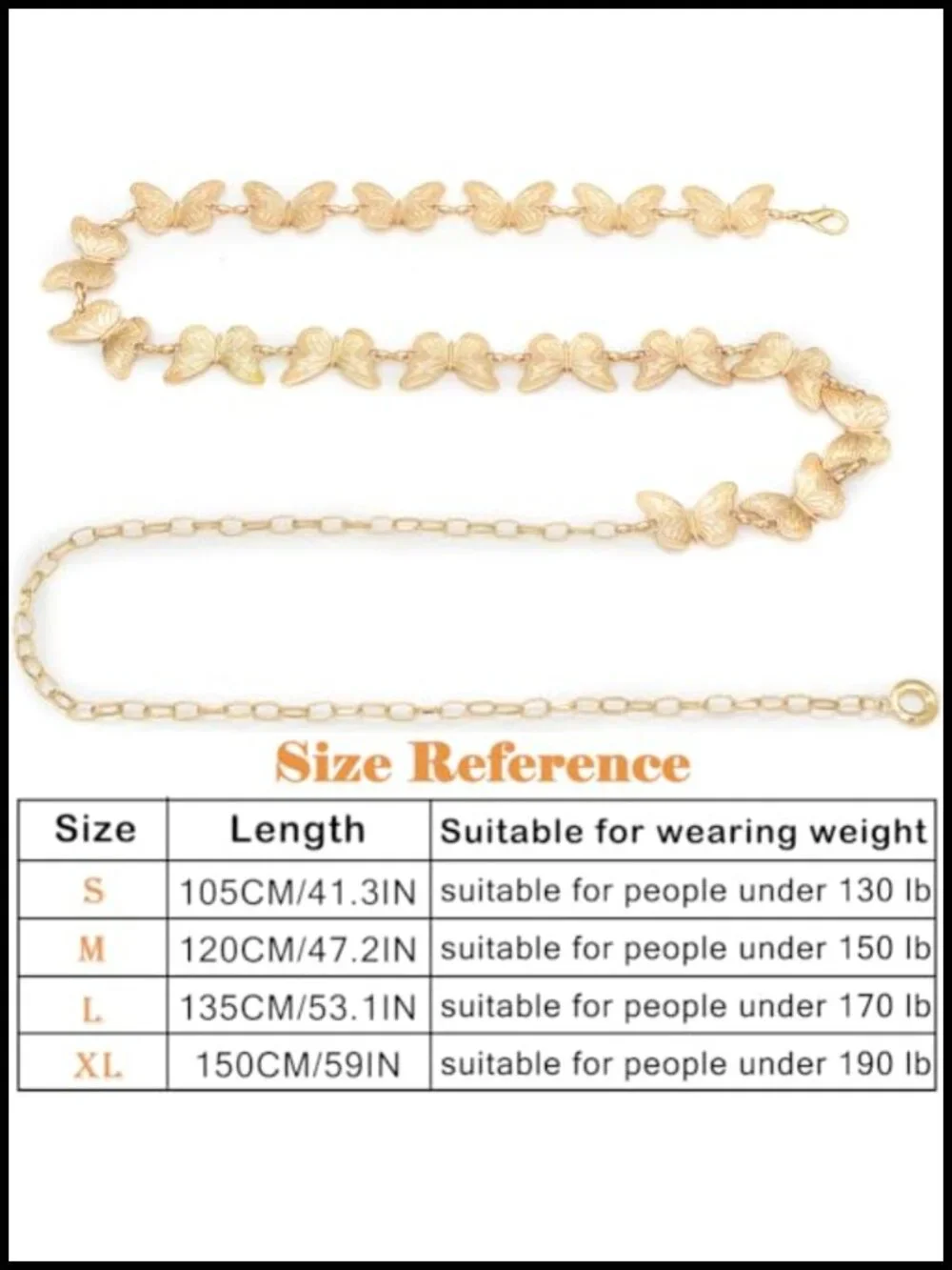 Alloy Waist Chain Belt Adjustable Link Belly Belt for Jeans Dress